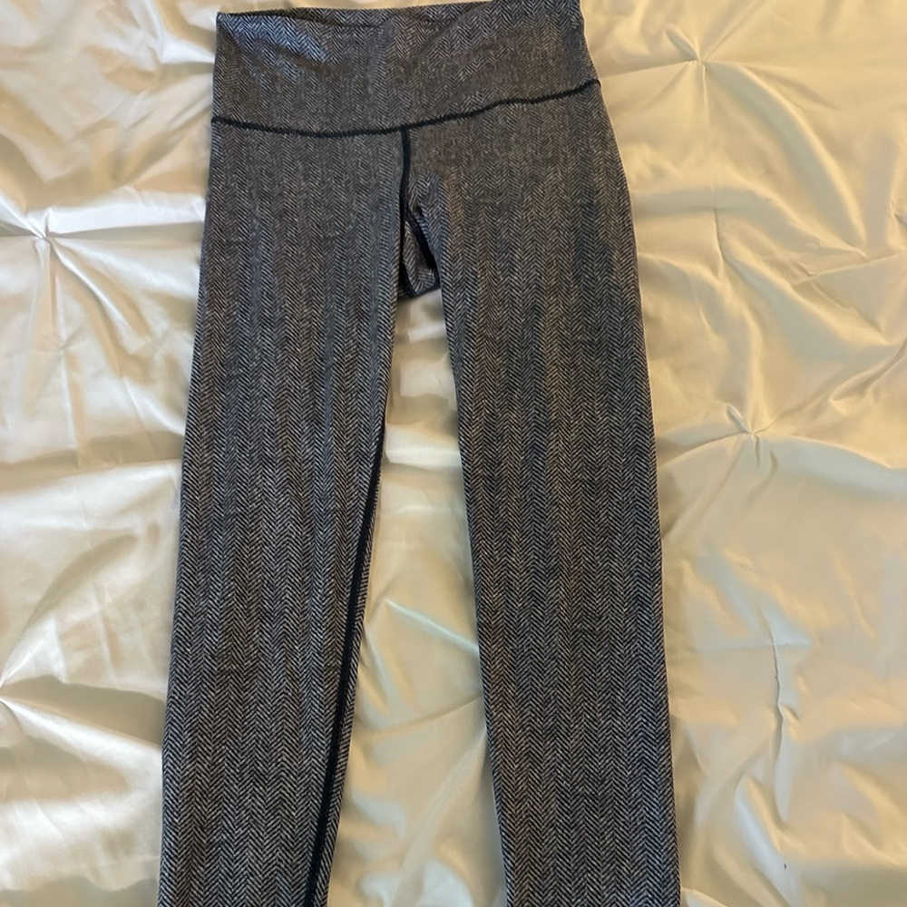 Navy Herringbone Yoga Leggings
